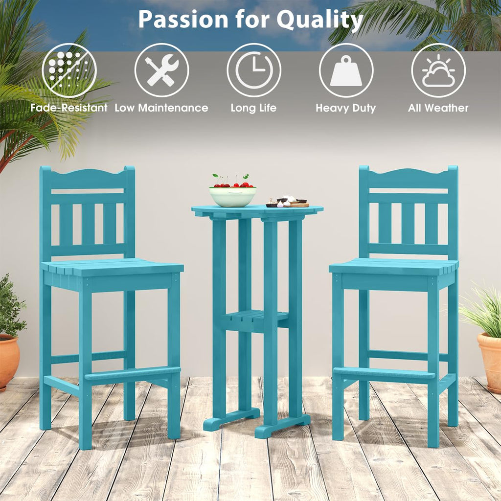 39" Height Adirondack Bar Table, Patio HDPE Round Pub Table