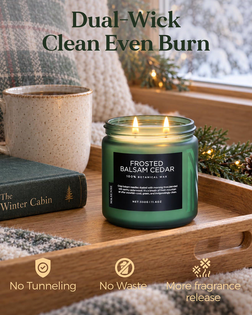 Frosted Balsam Cedar Scented Candle Christmas Tree Aroma 11.6oz 70h