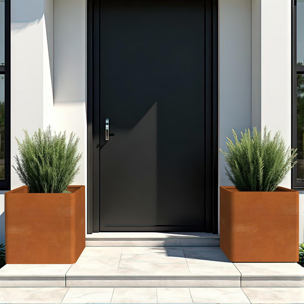 Corten Steel Planter Box 24 Inch, Pre-Rusted