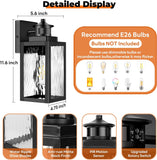 Motion Sensor Outdoor Lights Fixture, Dusk to Dawn Exterior Porch Light Wall Mount with Water-Rippled Glass