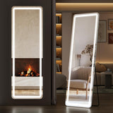 Full Length Mirror with LED Lights, 65"x21" Lighted Floor Mirror with Dimming & 3 Color Lighting, Stand , Dressing Room