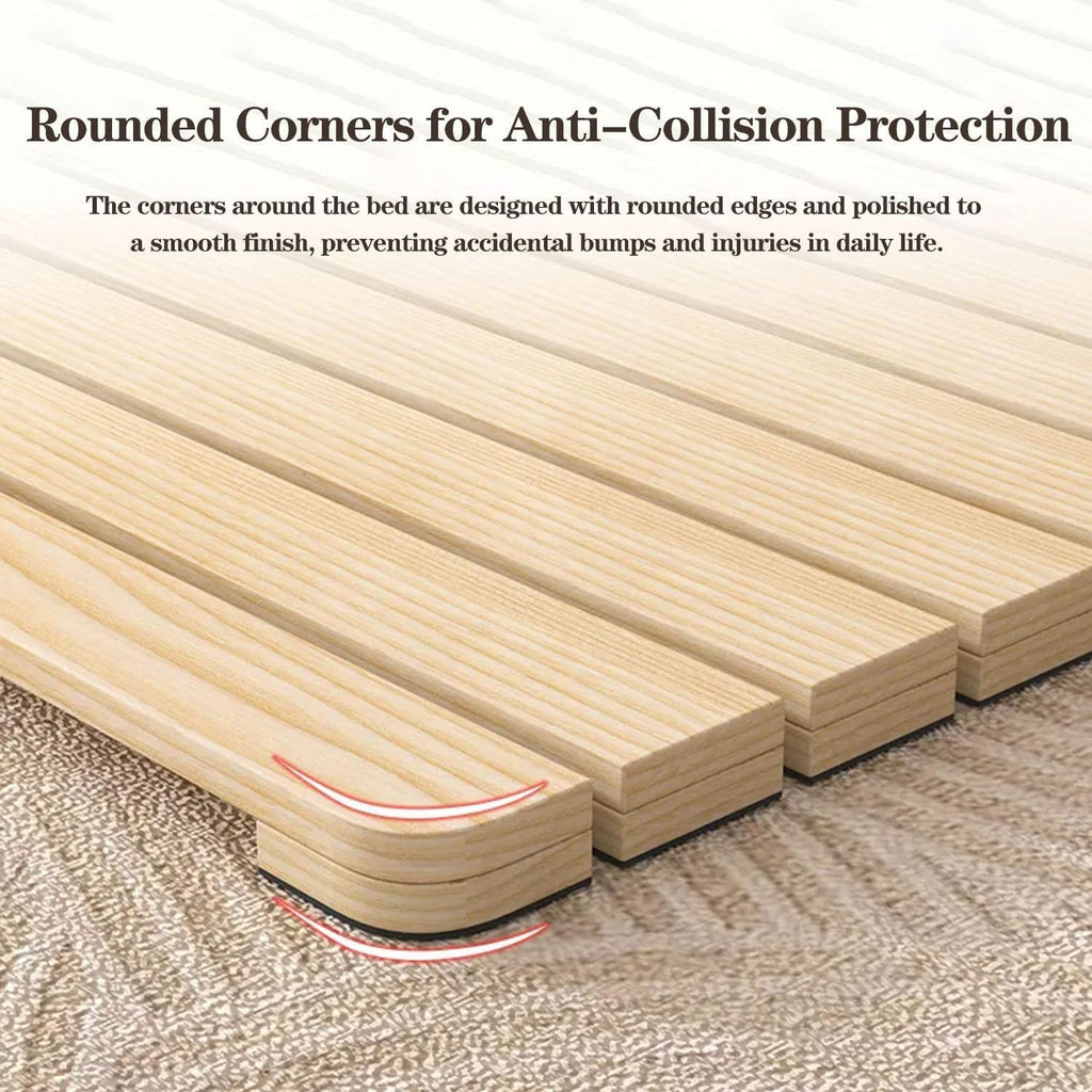 Floor Bed Frame Japanese Bed Frame Solid Wood Foldable Slatted Bed Base Guest Tatami Bed Frames Wooden Floor Platform