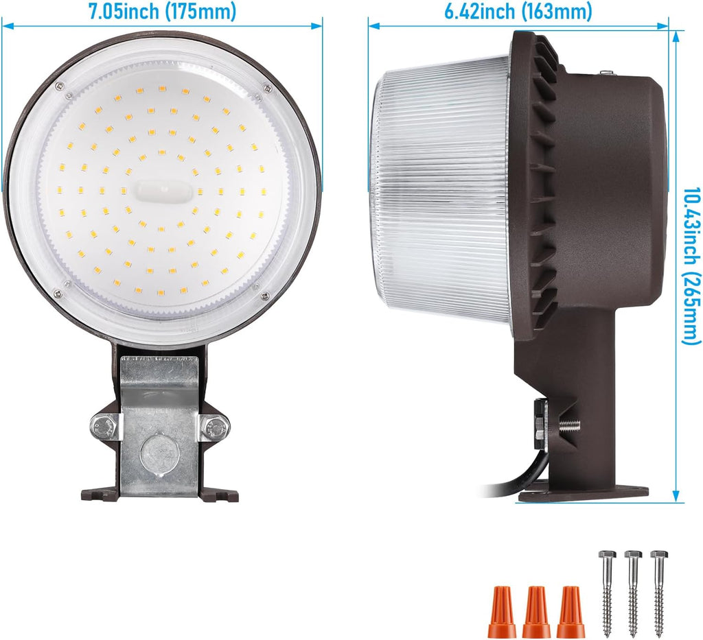 LED Barn Light Dusk to Dawn Area Lights Aluminum 5000K Bronze | Outdoor Security Flood Lighting with Photocell, ETL &