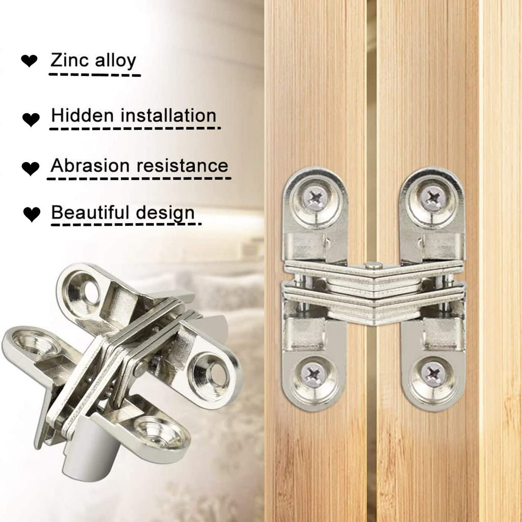 2-Pack Concealed Cross Hinges, 180° Invisible Hinges, 2.36x0.51 in, 44 lb