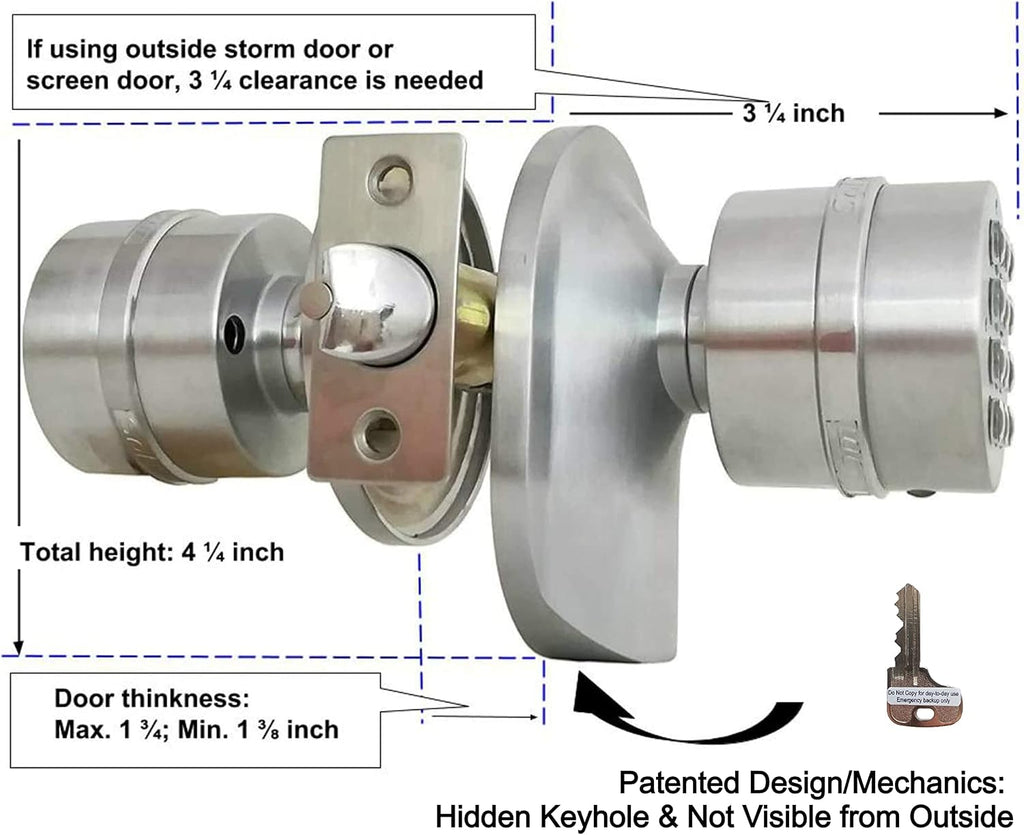 Electronic Keypad Door Knob SoHo Mill and Lock Set with Backup Mechanical Key (Spring Latch Lock; Not Deadbolt; Not