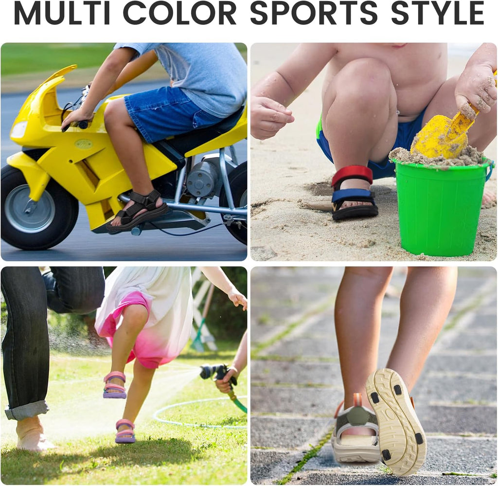 Boys Girls Sandals Adjustable Double Strap Open-Toe Athletic Lightweight Unisex Child Sandals Summer