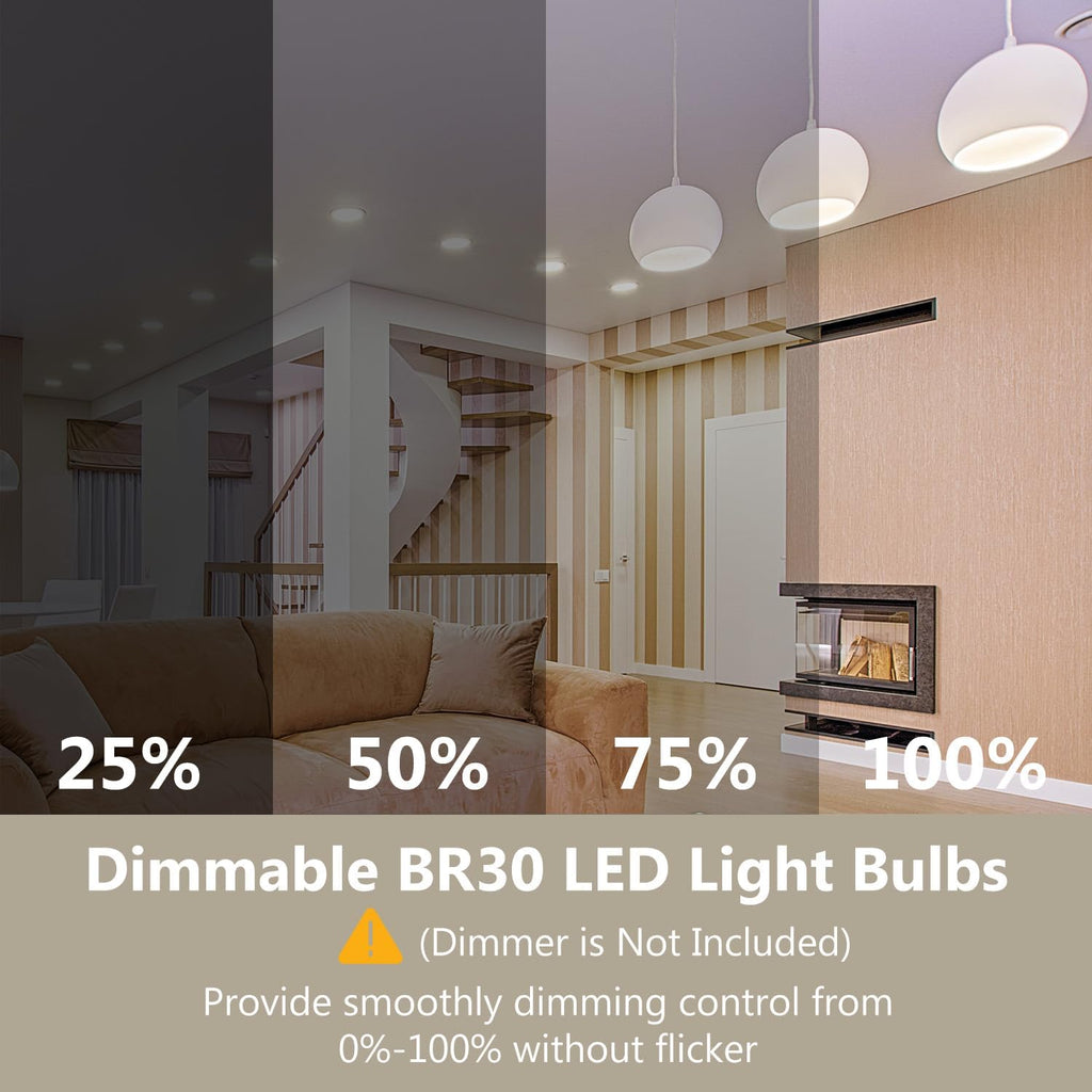 BR30 Led Bulb 65W Equivalent, Dimmable Flood Light Bulbs Indoor, E26 Base, 4000K Neutral White, 9W, 800 LM