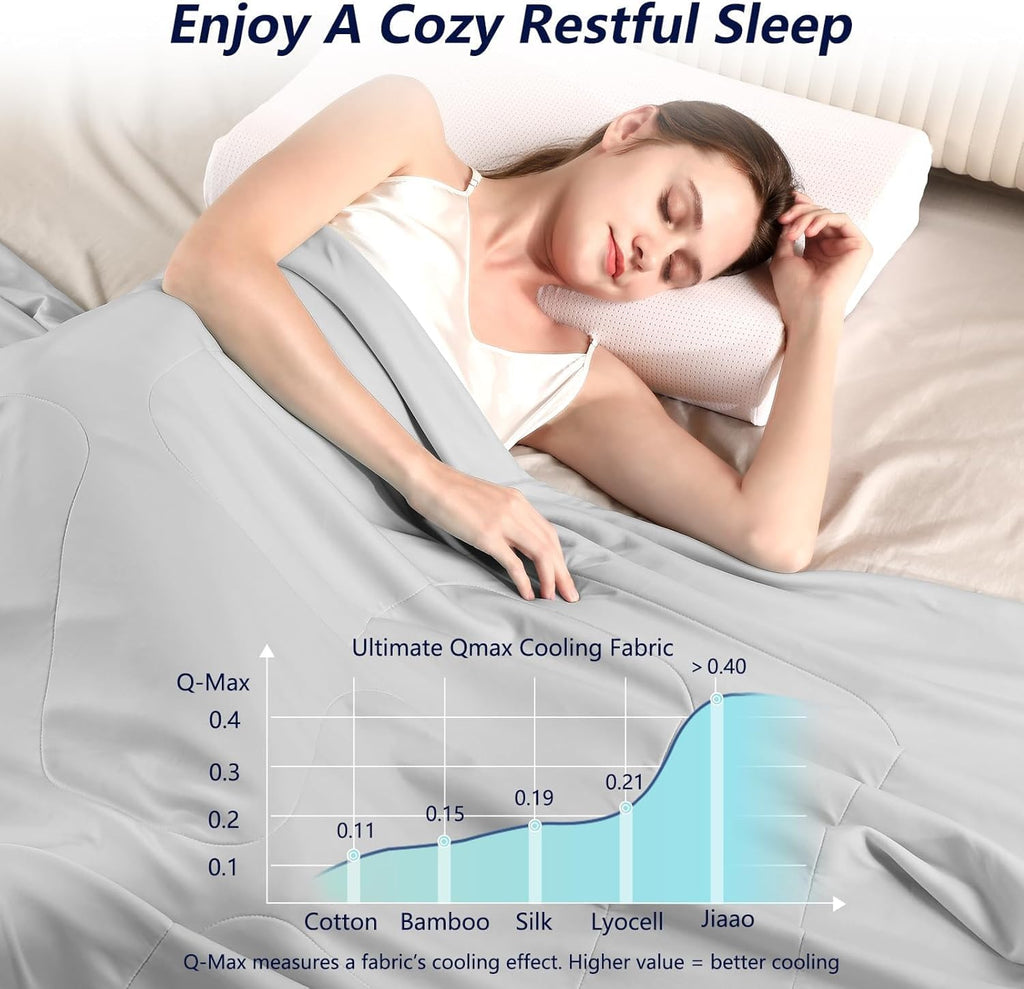 Cooling Comforter Queen Size, Cooling Blanket for Hot Sleepers, Breathable Ice Blanket Q-Max > 0.4, All-Season