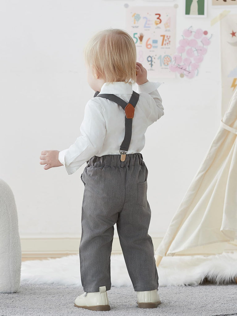Toddler Boy Suit Baby Tuxedo Boys Formal Outfit Set Gray01