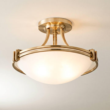 Deco Collection 16" Wide Warm Brass Bowl Ceiling Light Fixture