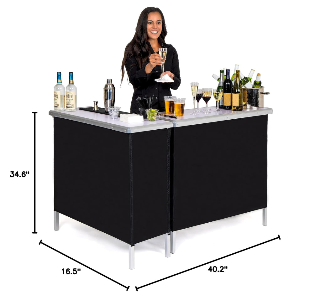 Portable Double Bar Table Set - Mobile Bartender Station for Events - Includes Carrying Case - Standard or LED