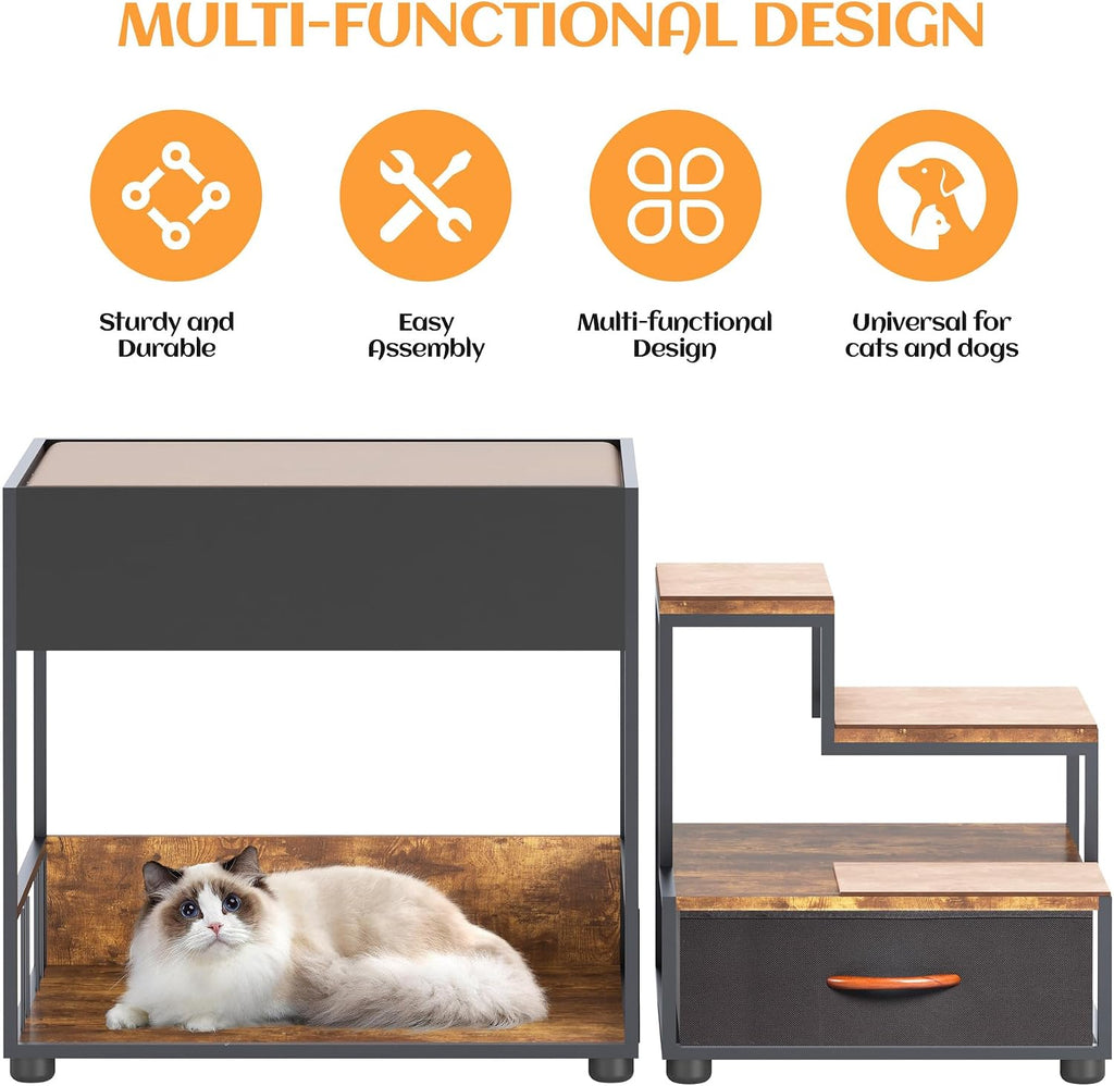 Pet Step Window Perch, Bunk Beds Window Perch for Dogs Bedside Lounge Elevated Dog Bed Multi-Level Platform