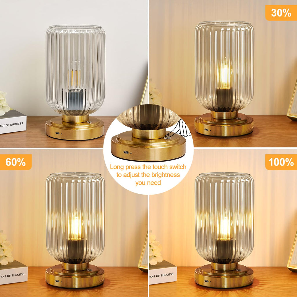 Cordless Table Lamp, Touch Stepless Dimmable