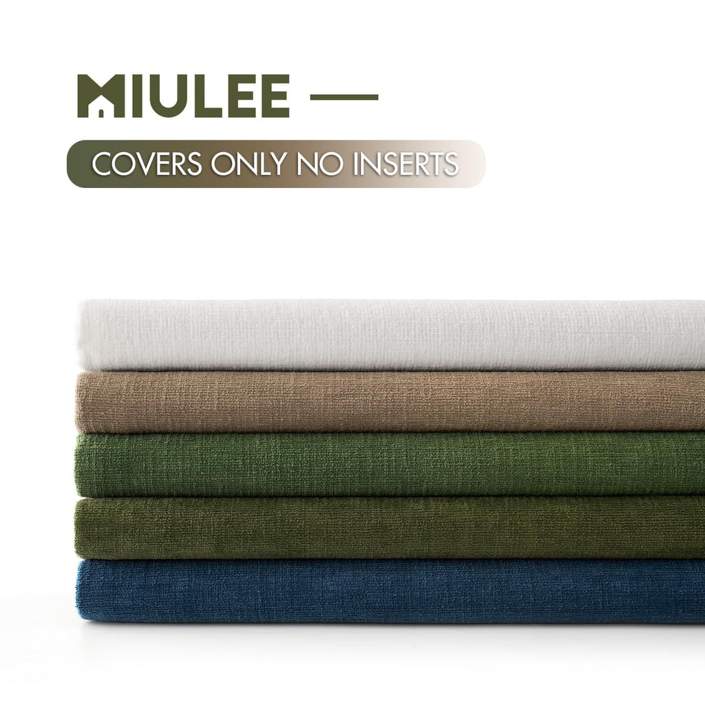 Olive Green Chenille Couch Throw Pillow Covers, 20x20