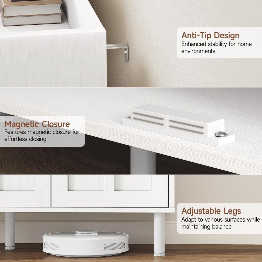 Shoe Cabinet with 3 Doors, Shoe Rack, White