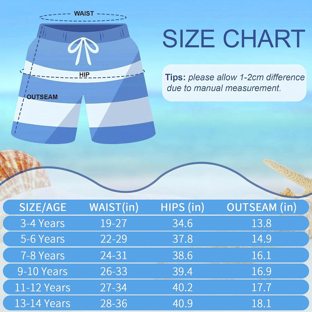 2 Pack Boys Swim Trunks Quick Dry Mesh Liner Board Shorts