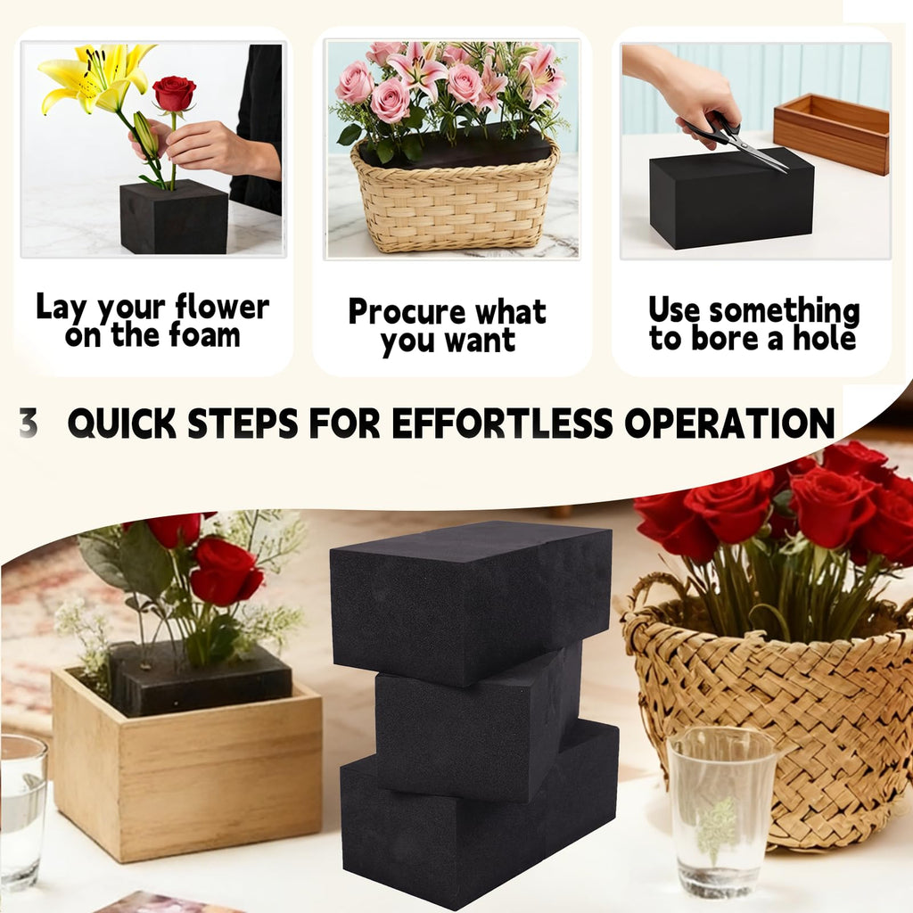 12 Piece Reusable Floral Foam Blocks, 9 x 3 x 3 Inch, Water Resistant, for Artificial Flower Arrangements, Outdoor