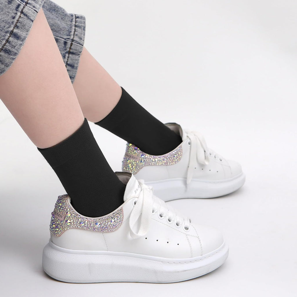 Kids Viscose Bamboo School Socks Soft flate Seam Color Anti Odor Thin Breathable Stretch Cuffs Girls Boy 5 Pairs