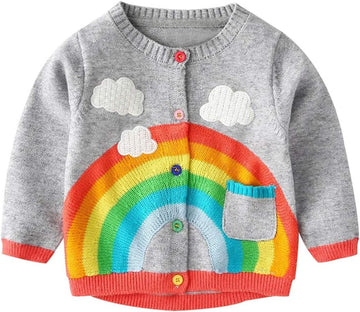 Toddler Sweaters Knitted Cardigan for Boys Girls 1-7 Years Rainbow