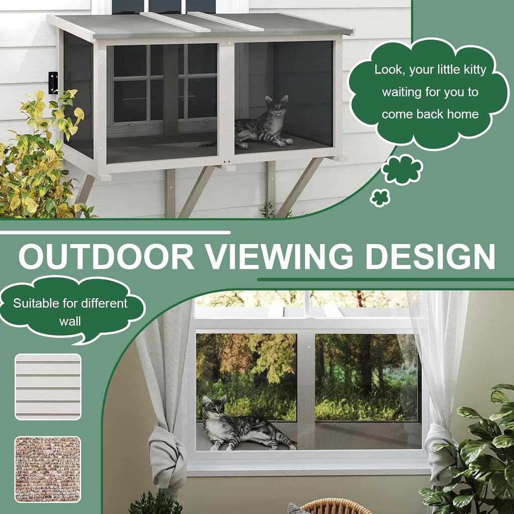 Cat Catio, Expandable Window Box Enclosure for Indoor Cats
