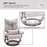 Modern Reclining Swivel Lounge Chair and Ottoman — Beige