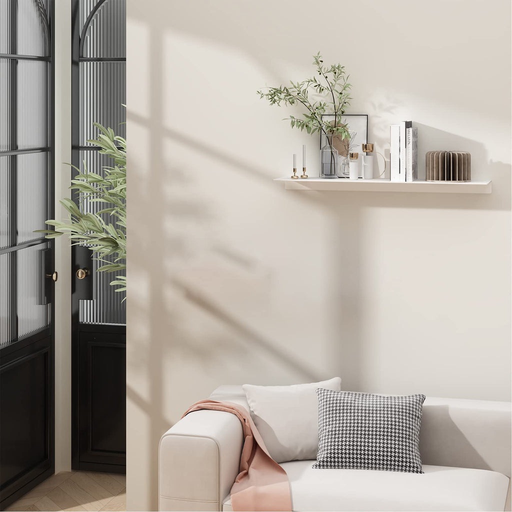 20 inch Long White Floating Shelf for Wall Organizer & Storage, Display Shelf, Metal Wall Shelf