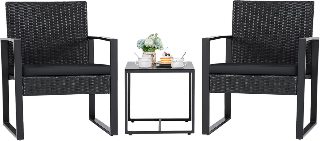 3 Pieces Outdoor Patio Wicker Furniture Set