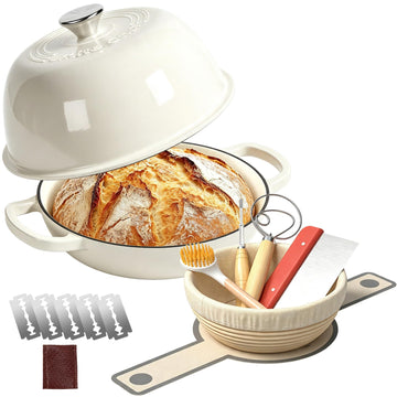 6QT Enameled Cast Iron Dutch Oven for Bread Baking