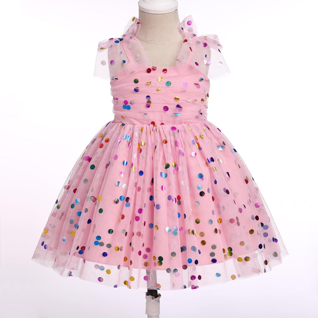 Toddler Baby Girl Birthday Princess Dress Shiny Confetti Boho Rainbow Cake Smash Photo Shoot Outfit for 1