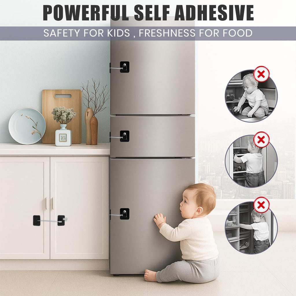 2 Pack Refrigerator Lock with Keys Child Safety Cabinet Locks