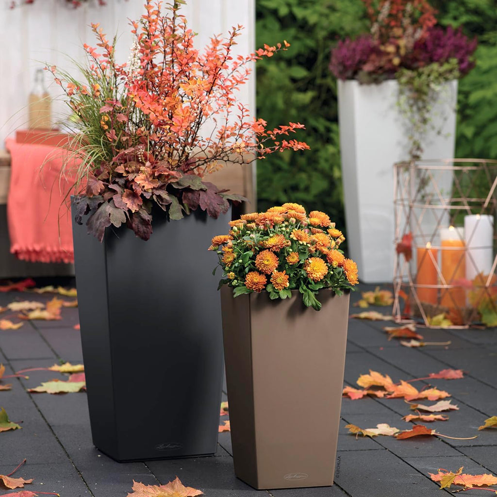 Color 40 Slate, Self-Watering Tall Planter, H29.5 L15.7 W15.7 in