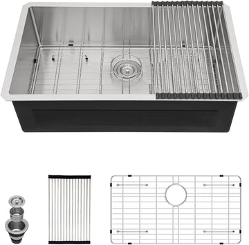 32 Inch Undermount Kitchen Sink 32x19 Undermount Sink | Stainless Steel Single Bowl Kitchen Sink 16 Gauge Under