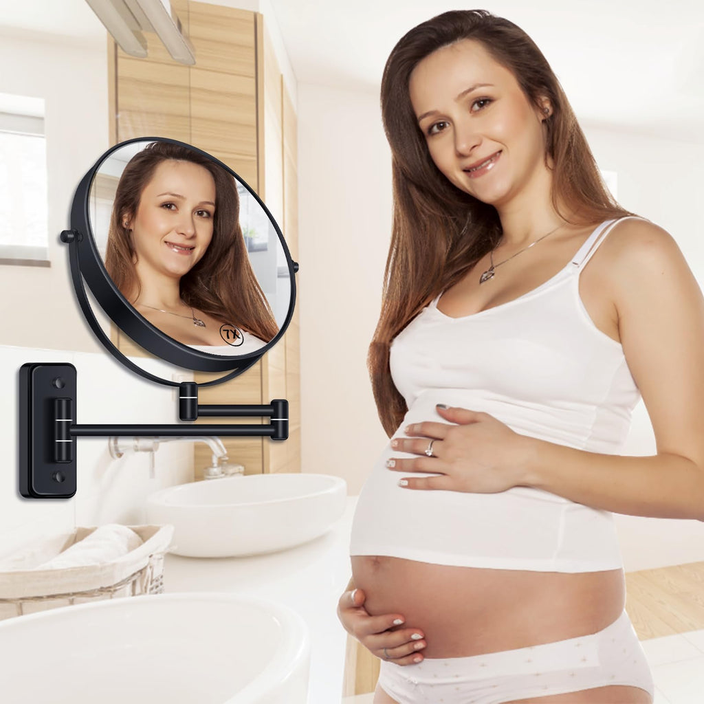 8" Wall Mounted Magnifying Makeup Mirror 1X/7X Wall Mount Mirror Swing Arm Two-Sided 360° Swivel Bathroom Shaving