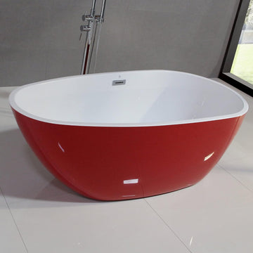 074 Luxury Contemorary High Grade Acrylic FREE STANDING Bathtub Modern New (63"x30-3/4"x22-7/8" Red)