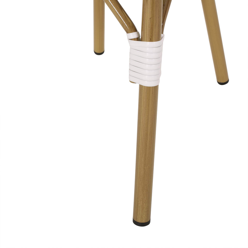 Philomena Outdoor French Bistro Chair (Set of 2), Black + White + Bamboo Print Finish