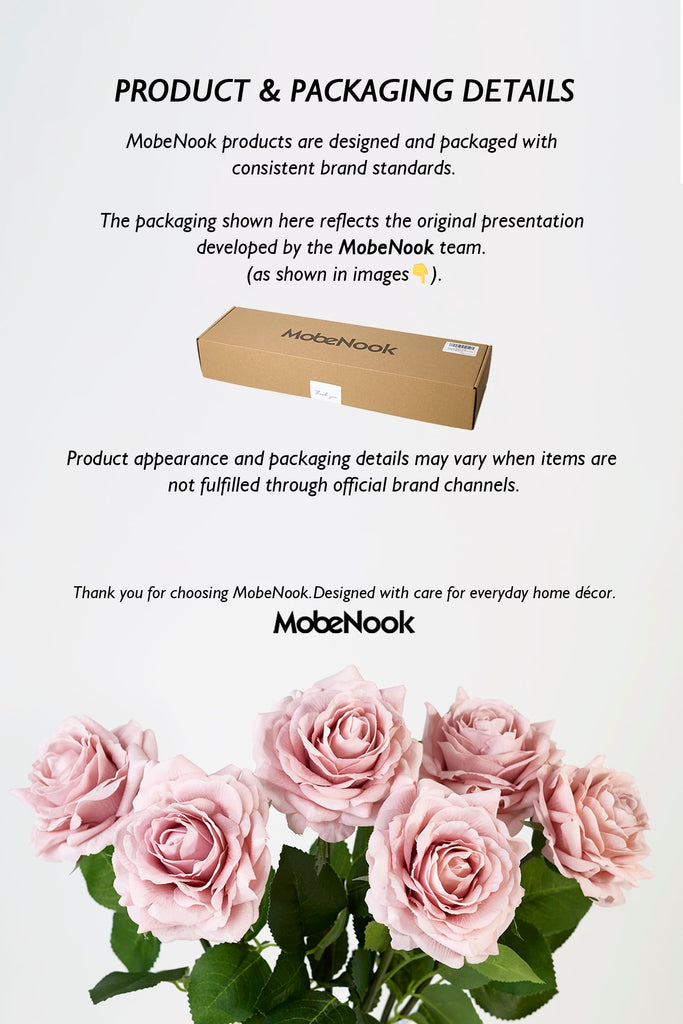 Real Touch Artificial Roses, 6 Stems Faux Flowers (Cream Pink)