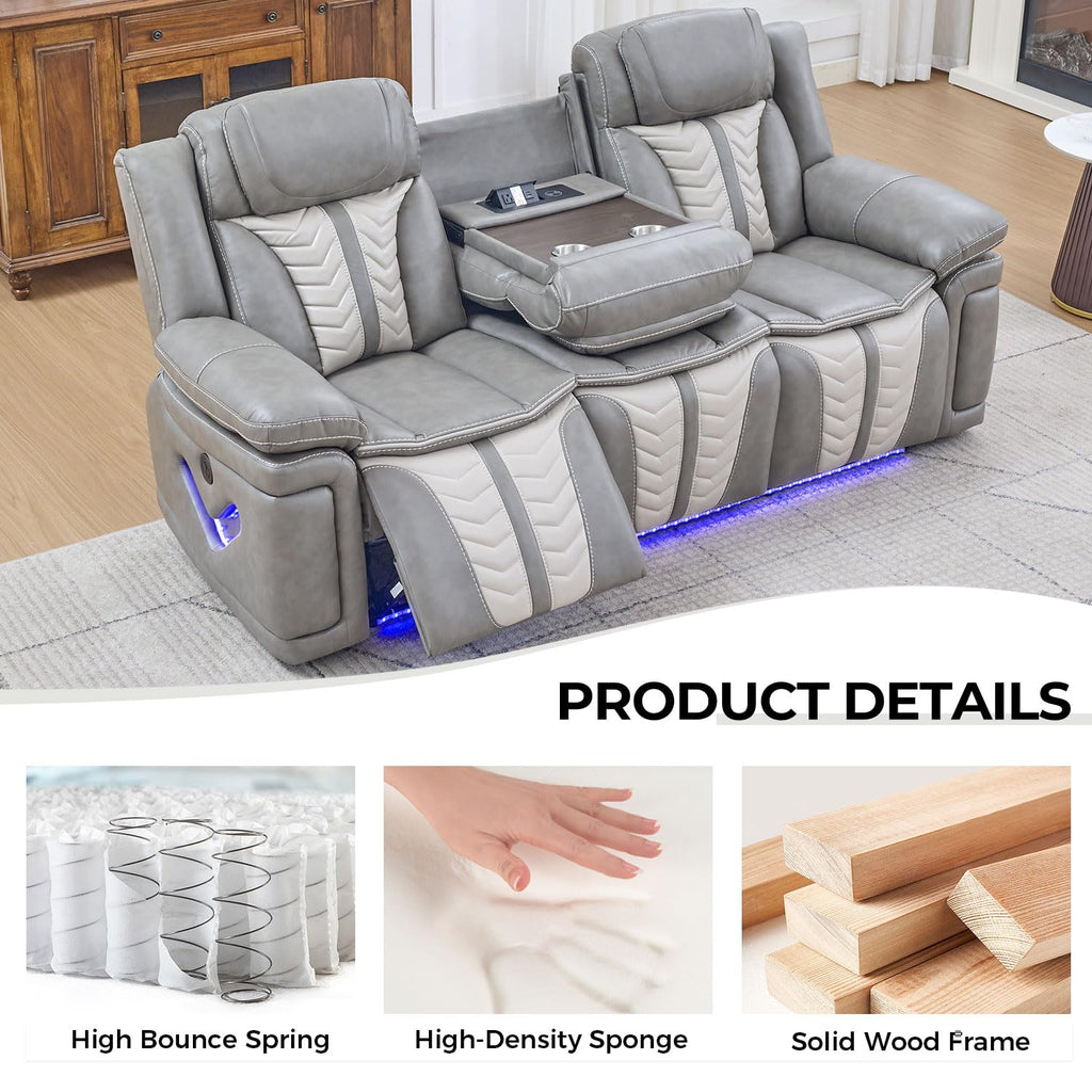 Power Electric Recliner Sofa Set with Bass Speakers, 2 Pieces Reclining Couch and Loveseat Sets with Wireless