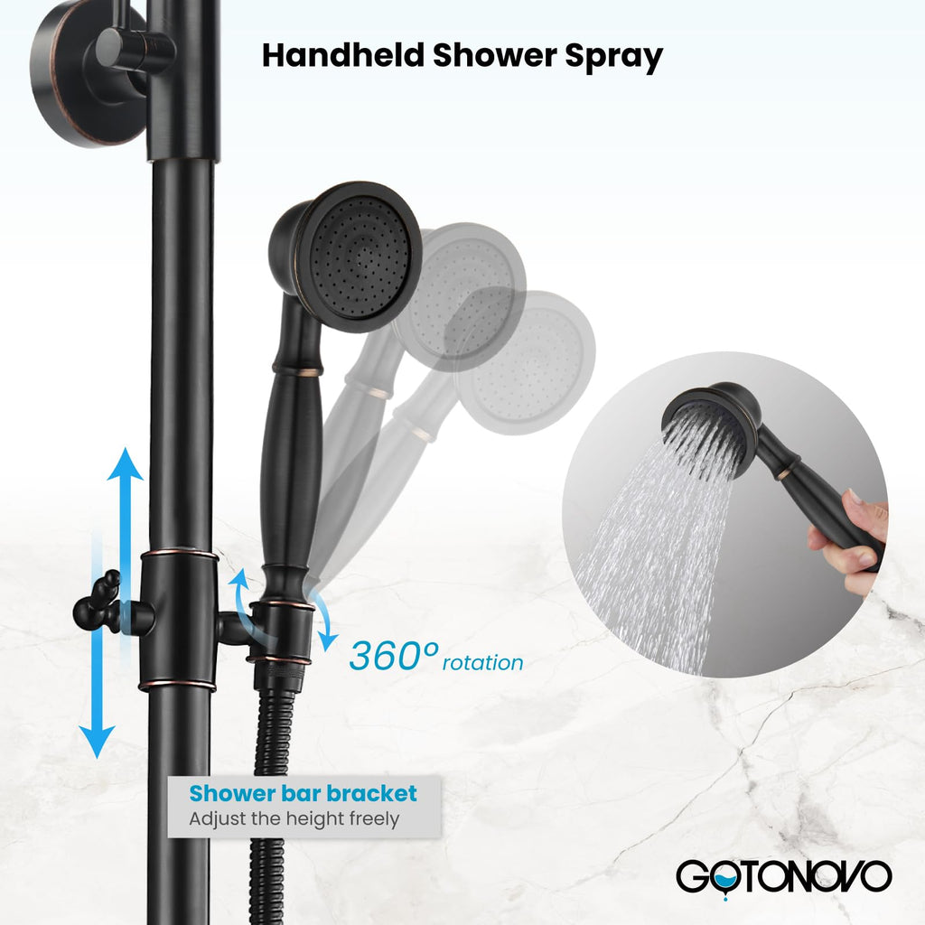 Exposed Shower System 8'' Head with Handheld Oil Rubbed Bronze