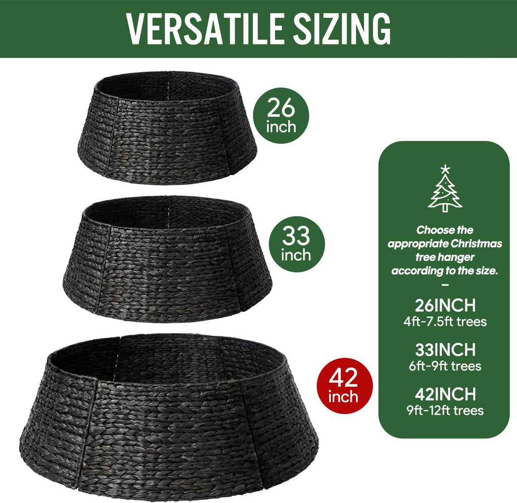 8-Piece Rattan Christmas Tree Collar - 42" Rustic Farmhouse Tree Skirt- Xmas Tree Base Cover for Christmas