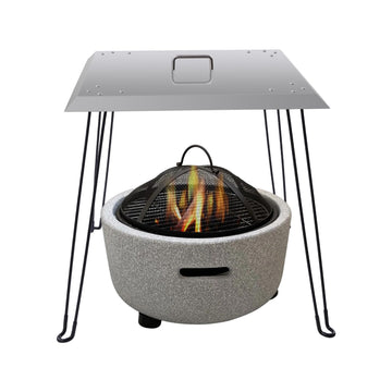 Fire Pit Heat Deflector, 24 x 24 x 24 Inch Stainless Steel Fire Pit Cover, Square Burner Cover to Push Heat Down and