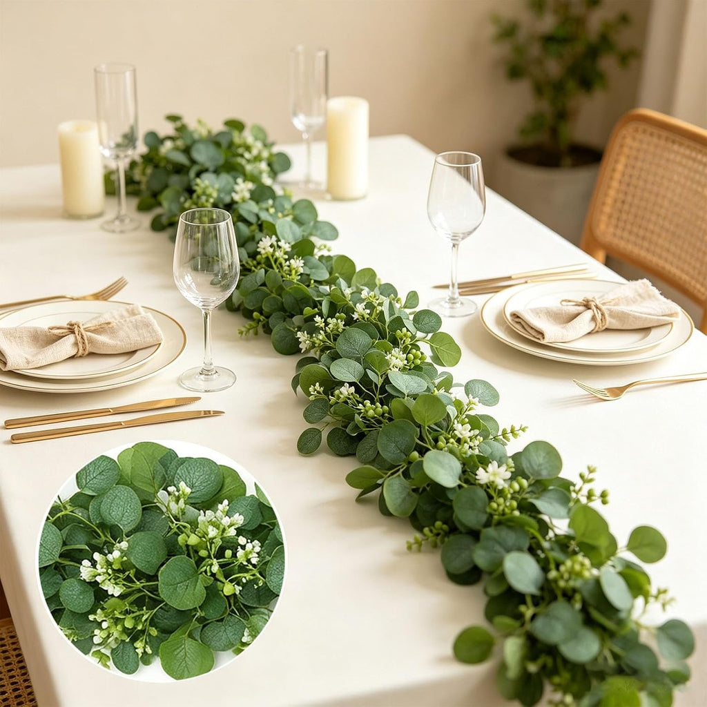 Faux Eucalyptus Garland Artificial Greenery Vine (Eucalyptus) - Set of 4