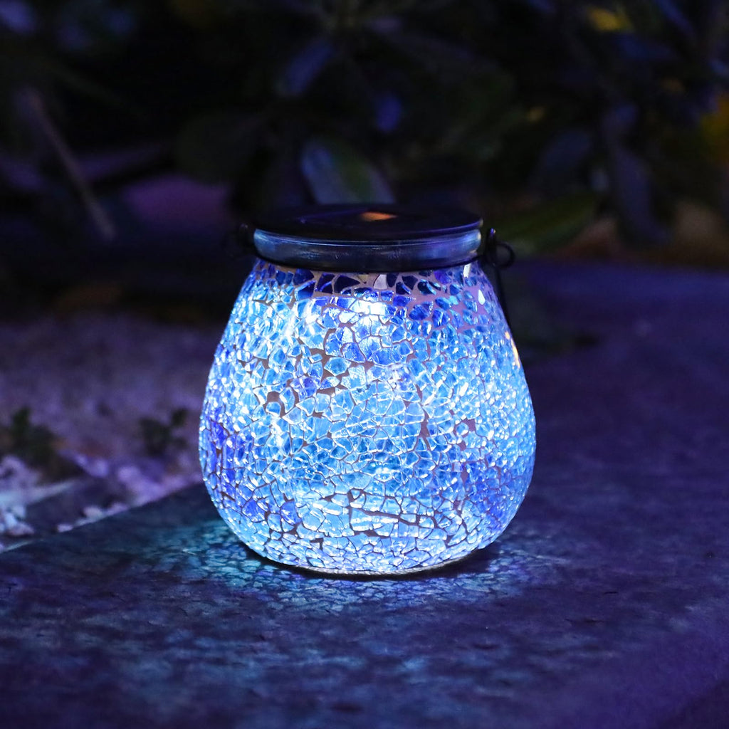 Outdoor Solar Lantern Waterproof Mosaic Glass Hanging Garden Light