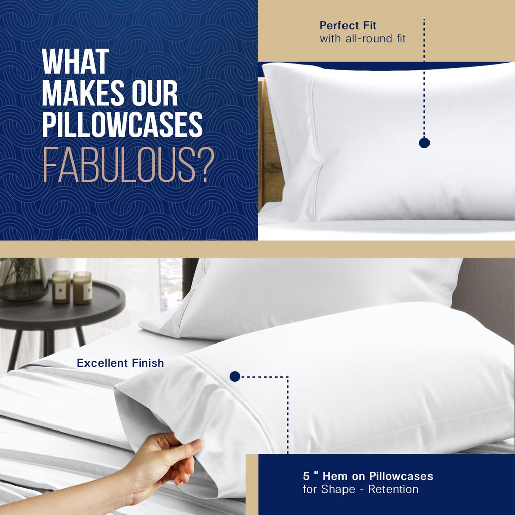 Egyptian Cotton Pillow Cases Standard/Queen Size Set of 4 - Luxury 1000 Series Lonestar Lovin' Collection Cotton