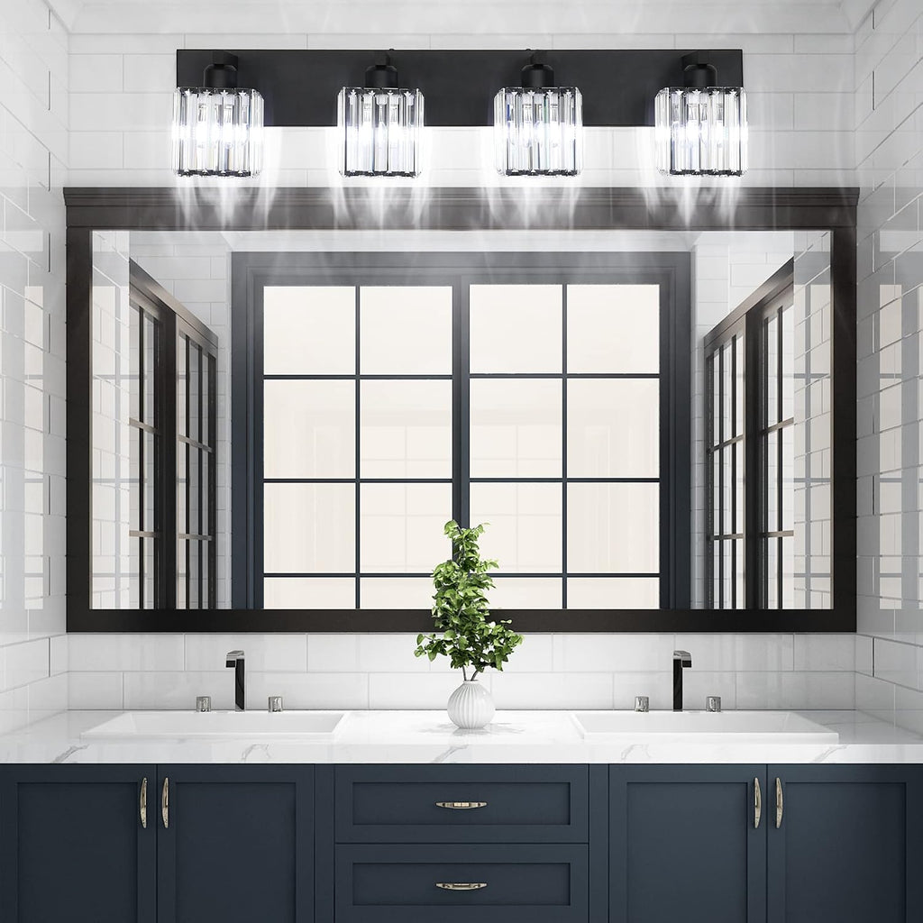 Black Light Fixtures Bathroom Vanity Light Crystal Modern Vanity Light 4 Light (Exclude Bulb)
