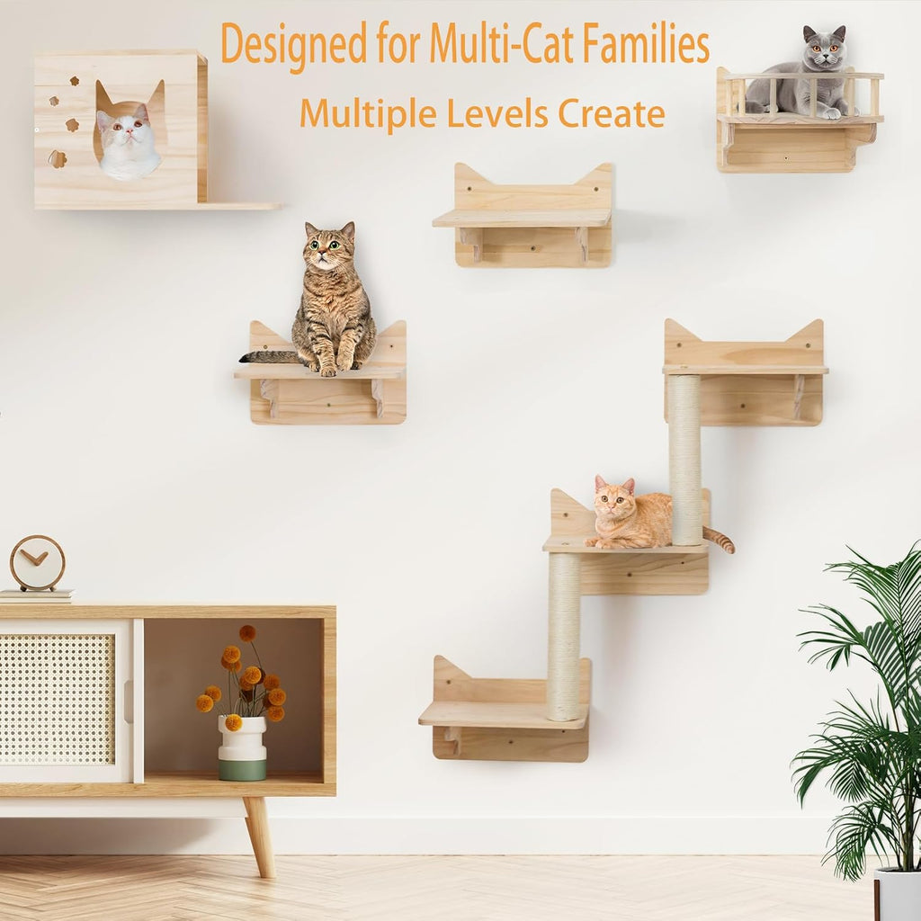 Cat Wall Shelves, 9-Piece Cat Wall Furniture for Large Cats