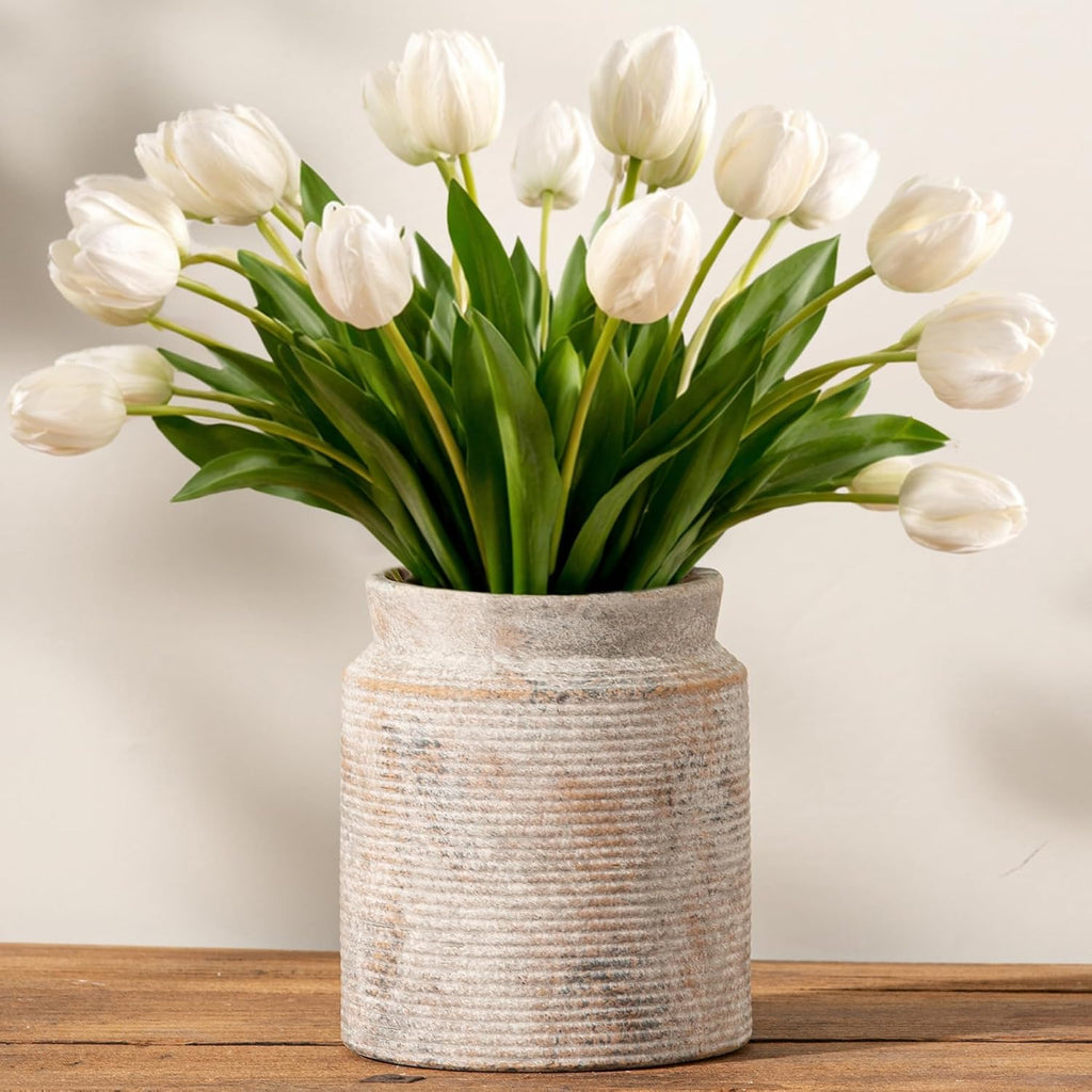 Ceramic Flower Vase 7.5 inch Farmhouse Rustic Vase