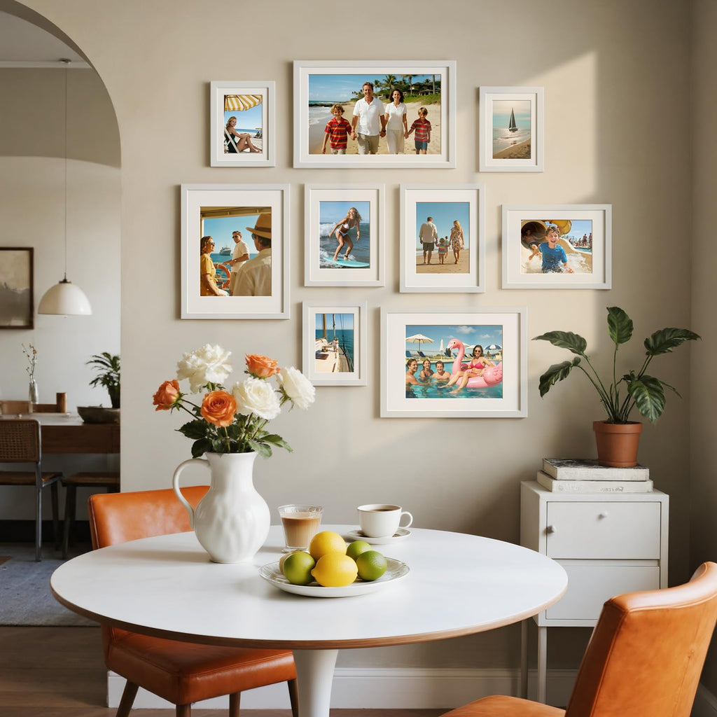 5x7 Picture Frames Set of 10, Wall or Tabletop Display, White