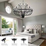 Black Chandelier 36-Light Industrial Iron Candle Chandelier Modern Suspended Farmhouse Chandeliers Pendant Light Fixtures for Dining Room Bedroom Living Room Kitchen Island Foyer E12 Bulb A109-B0DLGCW1N2