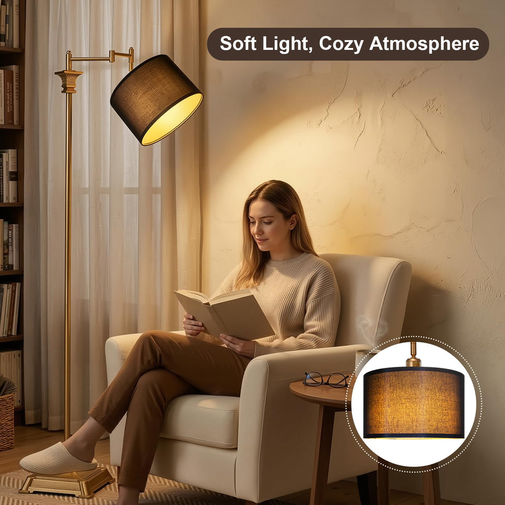 68" Floor Lamp with Remote Bedroom, Antique Gold