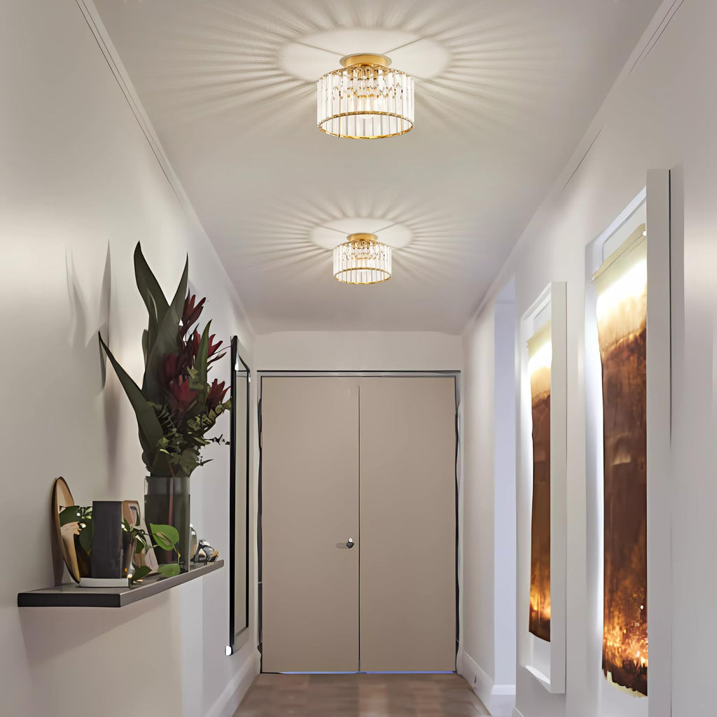 Crystal Gold Semi Flush Ceiling Light 10.63 Inch